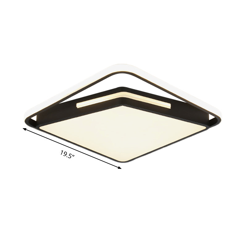 16 "/19.5" breite Metall-Quadrat-Deckenhalterung Licht-Leuchte Zeitgenössisches Schwarz/Weiß Flush Licht in Warm/White/3 Farbe Licht