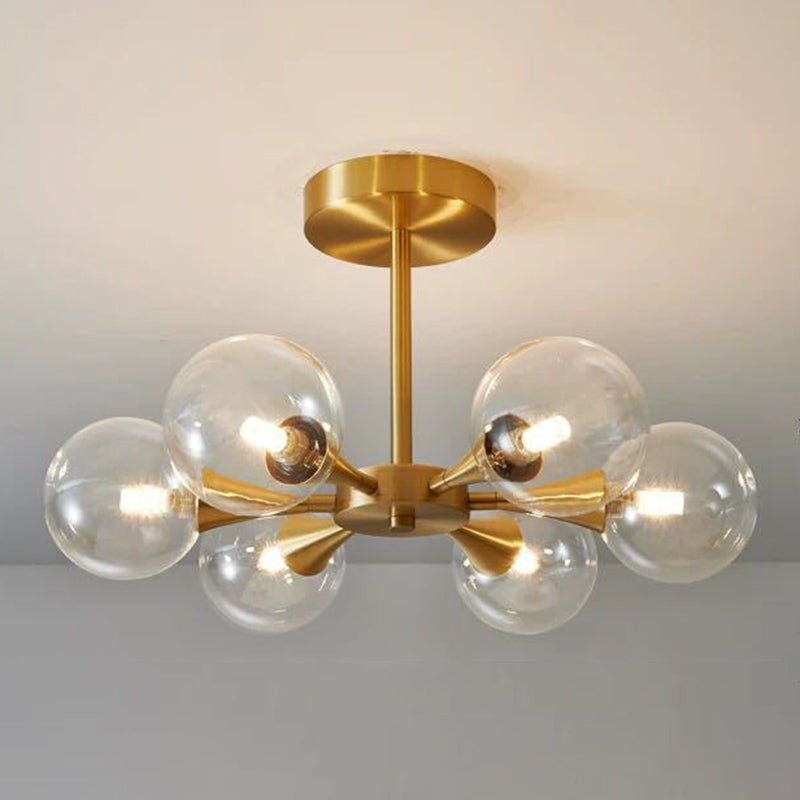 Ball-Shaped Bedroom Ceiling Flush Mount Glass Minimalist Style Semi Mount Lighting