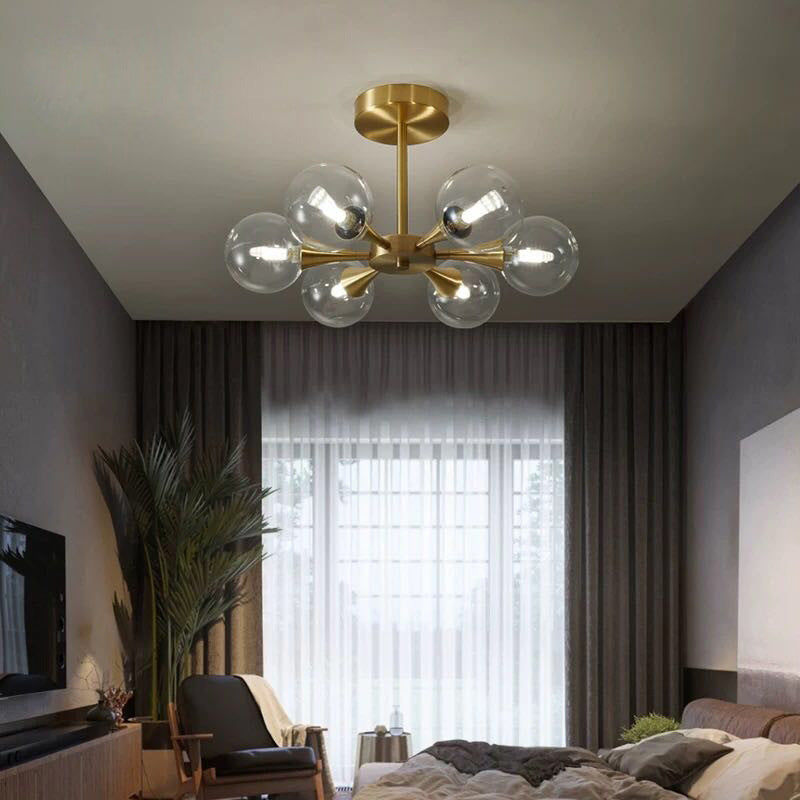 Ball-Shaped Bedroom Ceiling Flush Mount Glass Minimalist Style Semi Mount Lighting