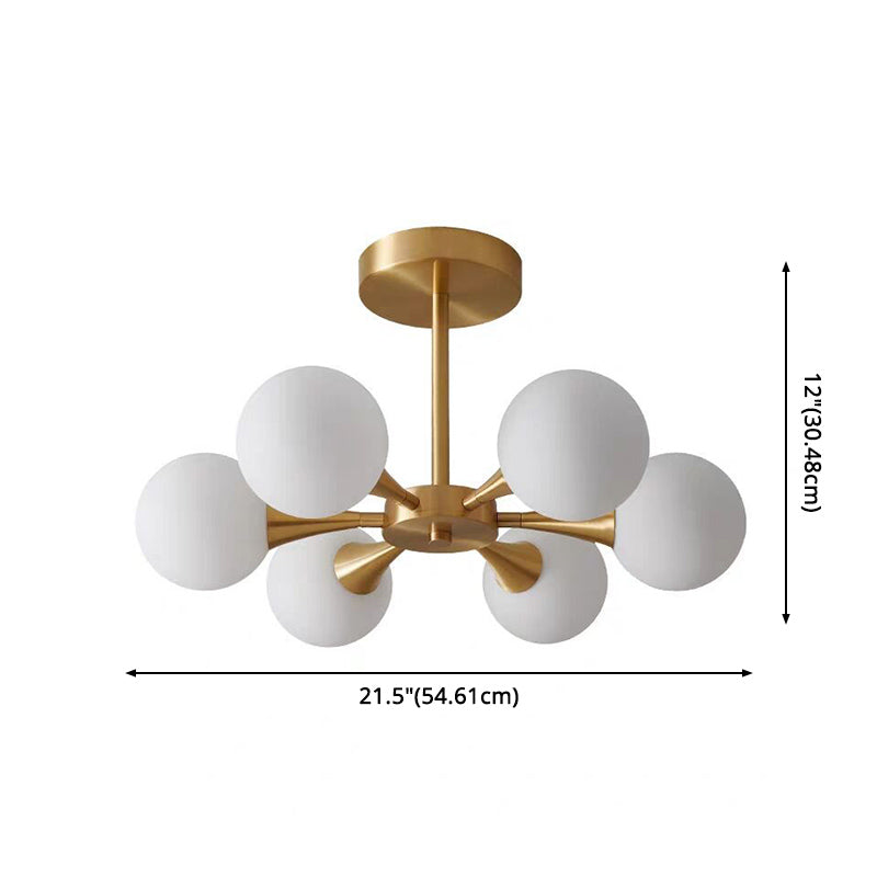 Accensione della camera da letto a forma di palla a fiuto in vetro in vetro minimalista semi-monte illuminazione