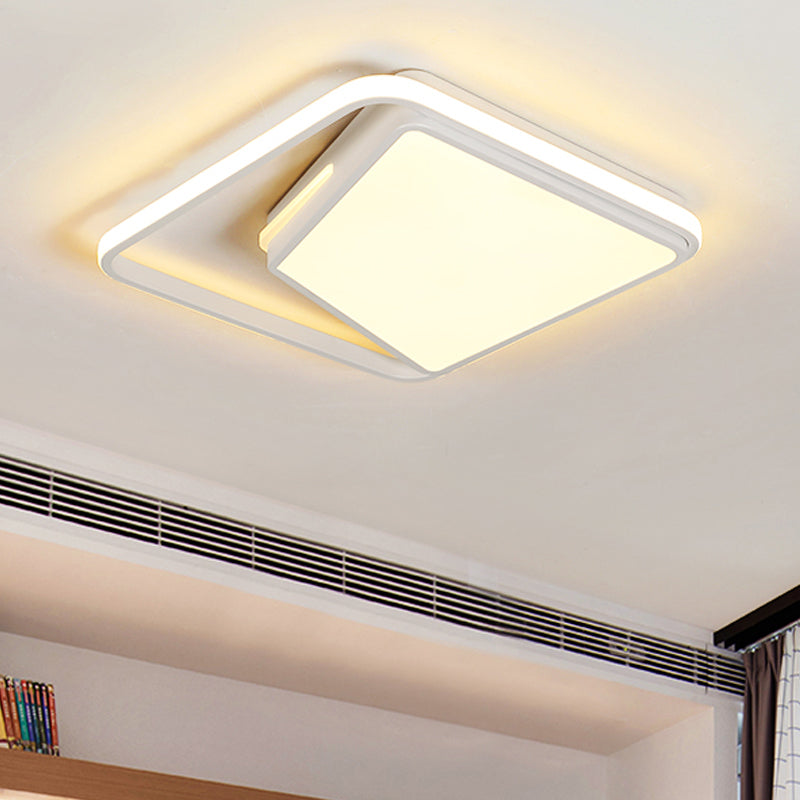 Lampada da soffitto quadrata in metallo larga 16"/19,5" Lampada da incasso contemporanea in bianco/nero con luce calda/bianca/3 colori