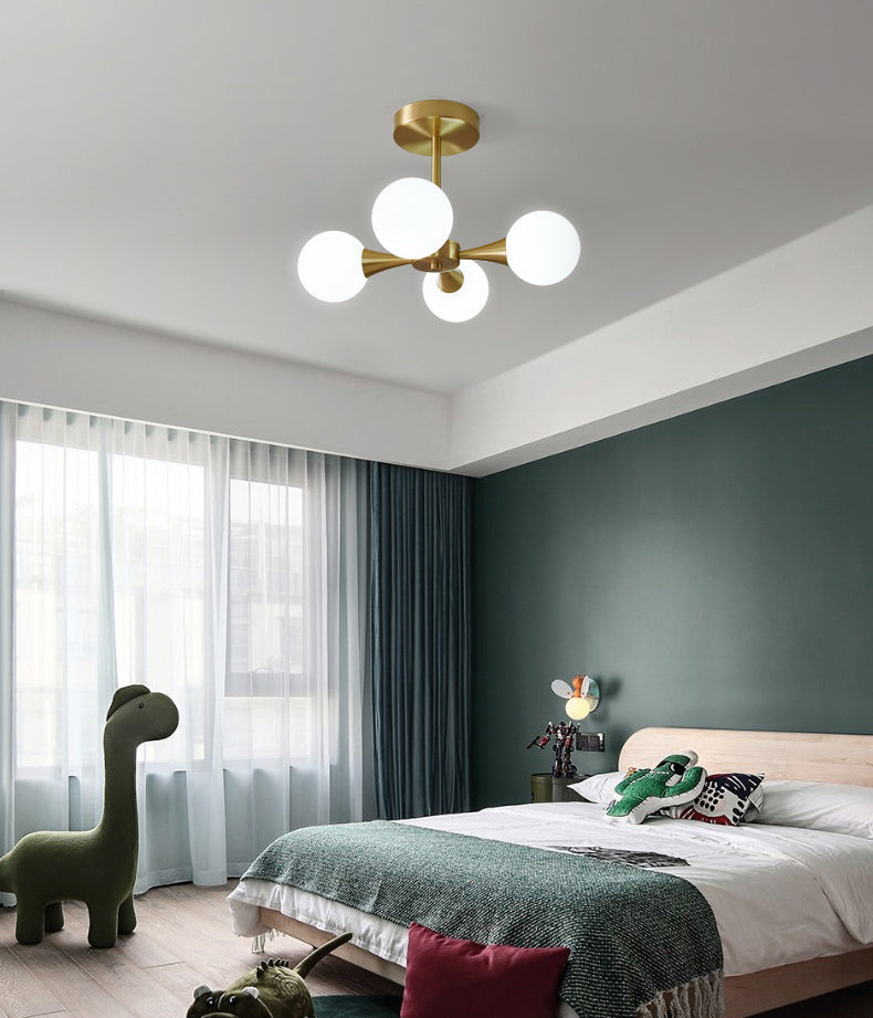 Ball-Shaped Bedroom Ceiling Flush Mount Glass Minimalist Style Semi Mount Lighting