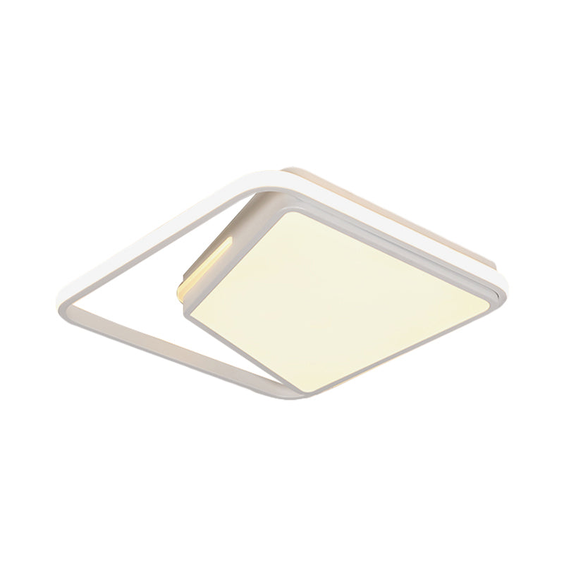 Luminaire de plafond carré en métal de 16 "/ 19,5" de large, plafonnier contemporain noir/blanc en lumière chaude/blanche/3 couleurs