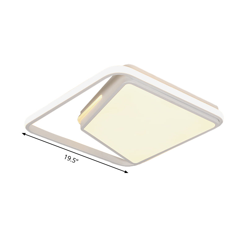 Luminaire de plafond carré en métal de 16 "/ 19,5" de large, plafonnier contemporain noir/blanc en lumière chaude/blanche/3 couleurs