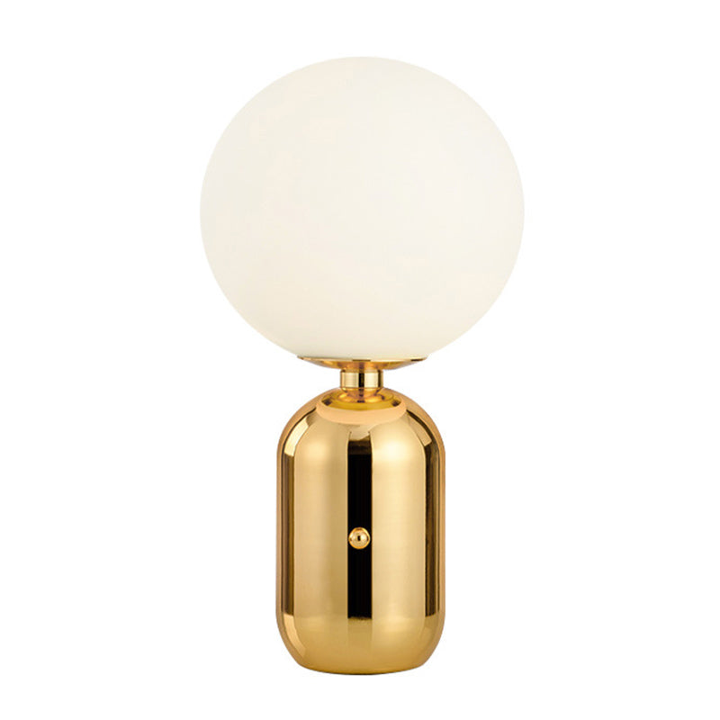 Milk White Glass Globe Table Lamp Modernist 1-Light Gold Nightstand Light for Bedside