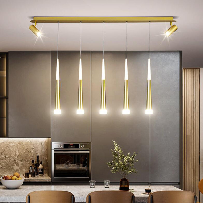 Gold Double Spotlight Design LED Island Light Contemporary Simplicity Cone Hanging Light for Dining Room