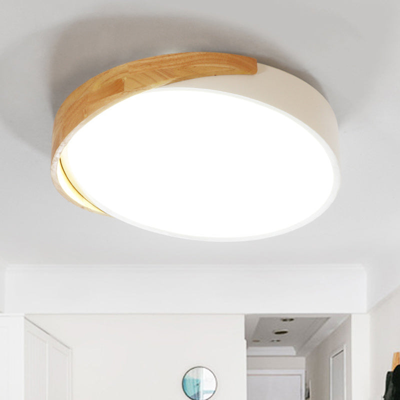 Metal Round Flushmount Macaron LED White Close to Ceiling Lamp in Warm/White Light