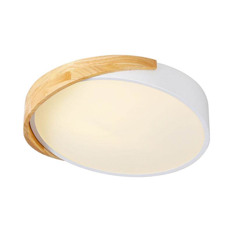 Metal Round Flushmount Macaron LED White Close to Ceiling Lamp in Warm/White Light