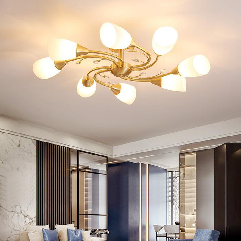 Shaded Ceiling Mount Light Fixture Simple-Style Glass Dinning Room Ceiling Light in Gold