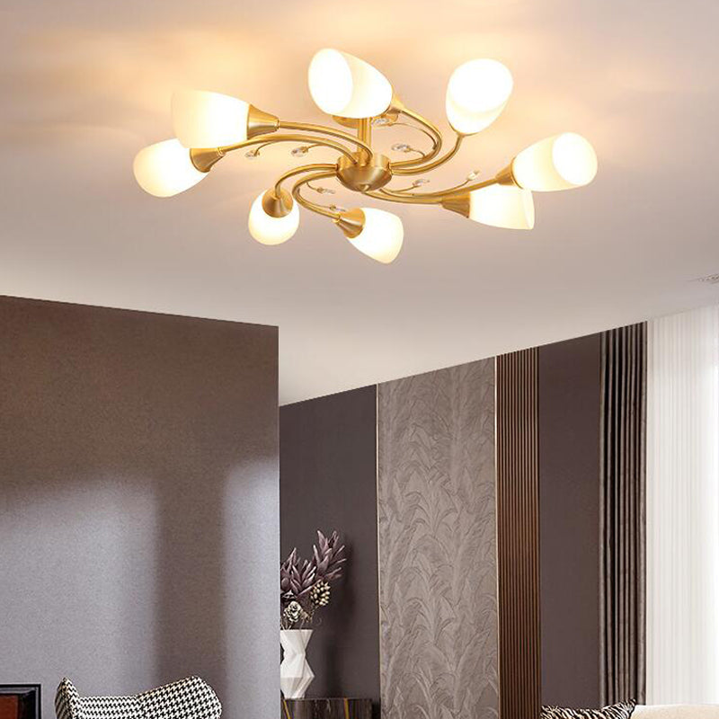 Shaded Ceiling Mount Light Fixture Simple-Style Glass Dinning Room Ceiling Light in Gold