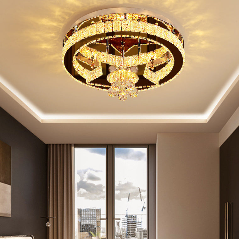 Luce a soffitto rotondo in acciaio inossidabile Crystal Contemporary Crystal SEMI FLUST LED LED