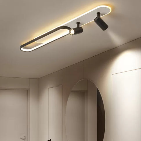 Acryl oval LED Semi Flush Mount in moderner prägnanter Metalldecke für Korridor