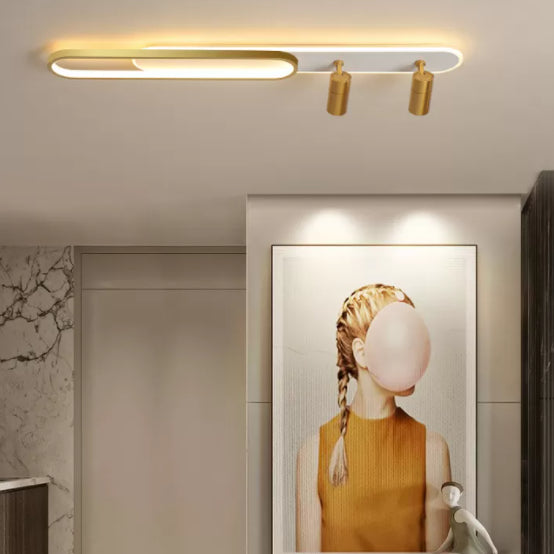 LED ovale en acrylique Mont semi-affleurant en plafond en métal de style concis moderne pour le couloir