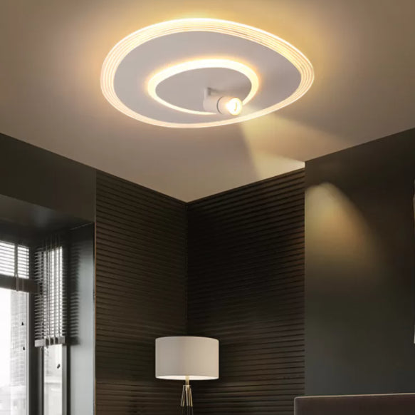 White 1-Light Semi Flush Mount in Modern Creative Style Metal Indoor Ceiling Light with Oblong Acrylic Shade