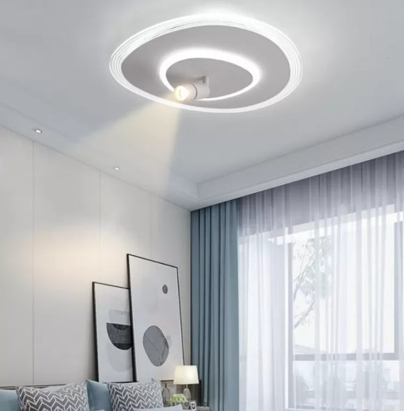 White 1-Light Semi Flush Mount in Modern Creative Style Metal Indoor Ceiling Light with Oblong Acrylic Shade