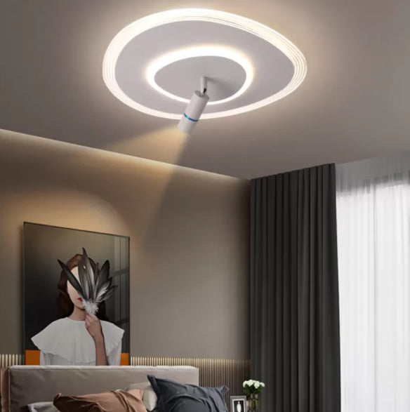 White 1-Light Semi Flush Mount in Modern Creative Style Metal Indoor Ceiling Light with Oblong Acrylic Shade