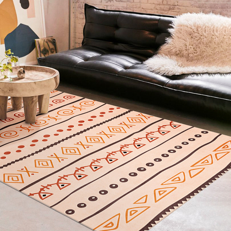 Multi-Color Victorian Indoor Rug Olden Tribal Pattern Polyester Carpet Rectangle Anti-Slip Backing Carpet for Living Room