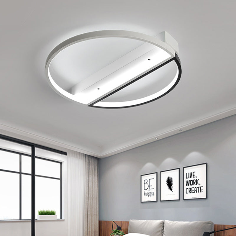 Illuminazione da incasso ad anello in bianco e nero Plafoniera LED in acrilico minimalista con luce calda/bianca/Dimmerazione continua con telecomando, larghezza 17"/21,5"