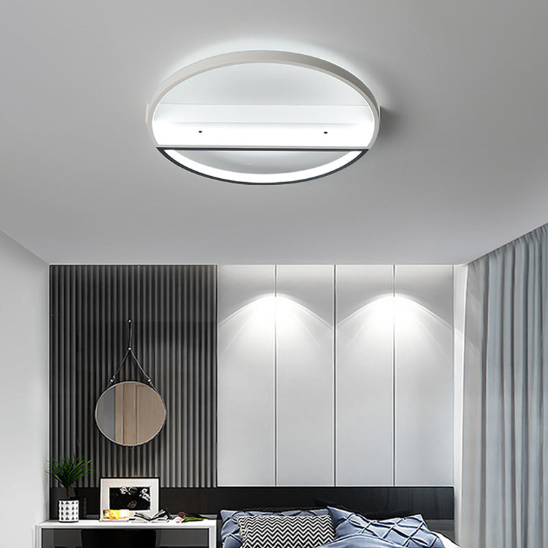 Black and White Ring Flush Mount Lighting Minimalist Acrylic LED Ceiling Light Fixture in Warm/White Light/Remote Control Stepless Dimming, 17"/21.5" Wide