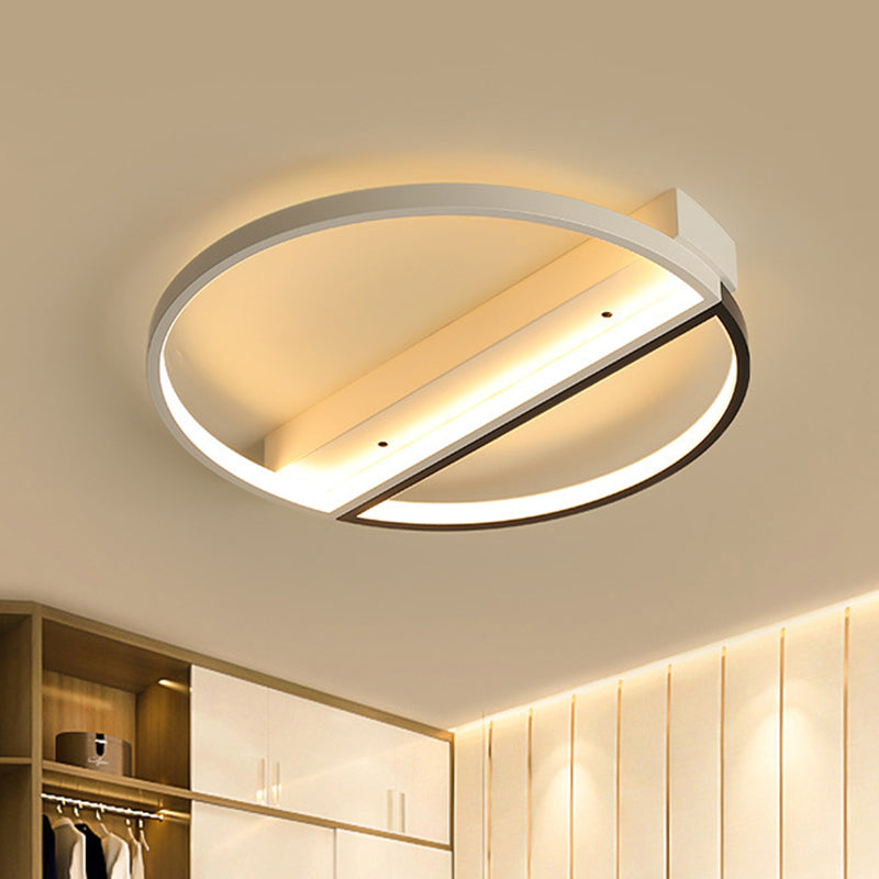 Black and White Ring Flush Mount Lighting Minimalist Acrylic LED Ceiling Light Fixture in Warm/White Light/Remote Control Stepless Dimming, 17"/21.5" Wide