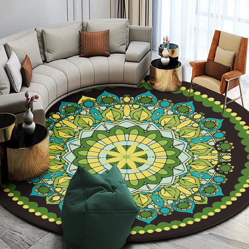 Veelkleurig luxe ronde tapijt Perzisch traditionele bloemenprint tapijt polyester vriendelijk wasbaar tapijt voor woningdecoratie