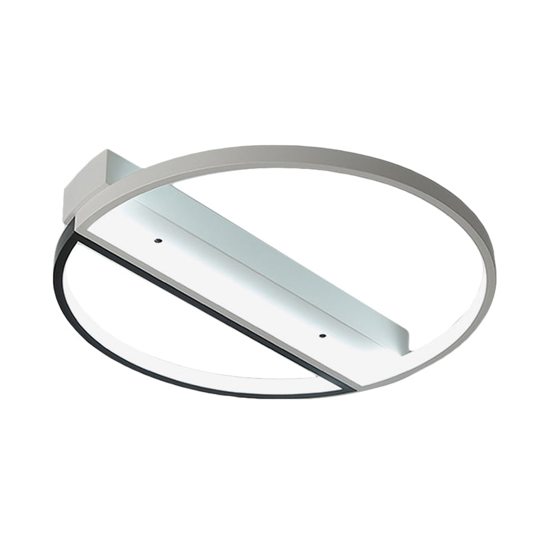 Illuminazione da incasso ad anello in bianco e nero Plafoniera LED in acrilico minimalista con luce calda/bianca/Dimmerazione continua con telecomando, larghezza 17"/21,5"