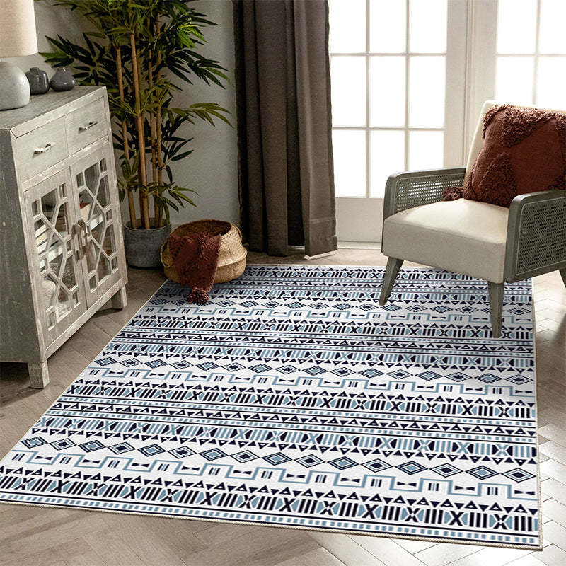 Rapis à rayures Boho distinctif Retro Tribal totem Tottem Intérieur Polyester Tapis de taches de coloration Easy Care pour le salon