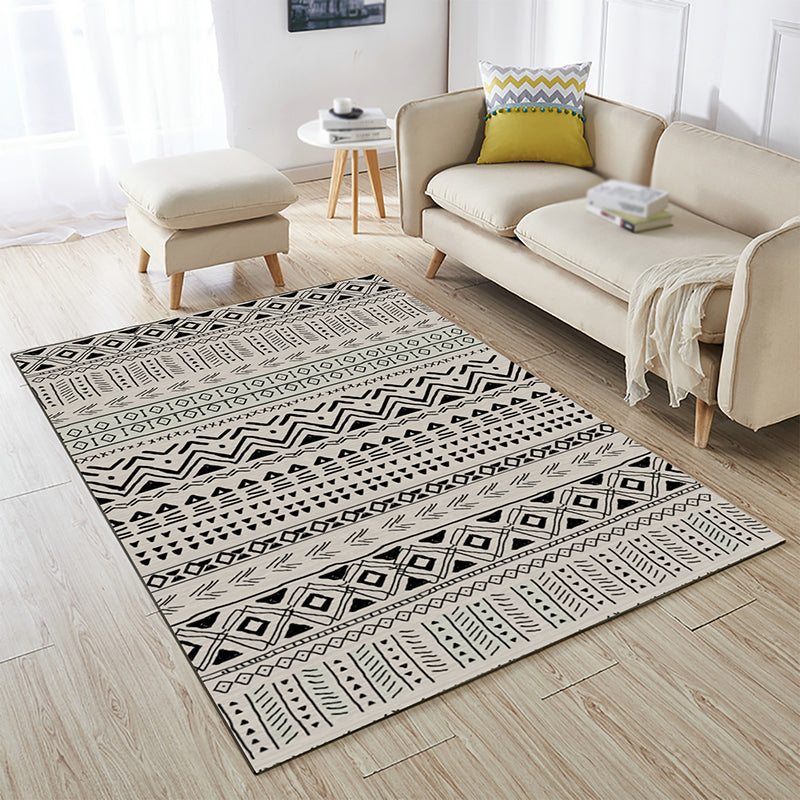 Classical Boho-Chic Area Rug Olden Tribal Pattern Area Carpet Polyester Anti-Slip Backing Rug for Home Decoration