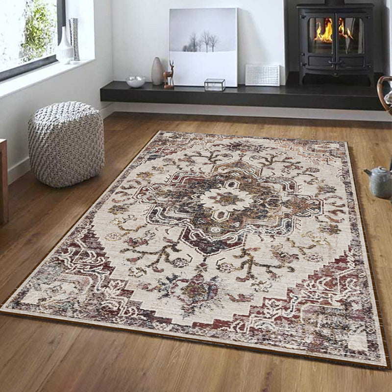 Classic Floral Design Indoor Rug Shabby Chic Distressed Carpet Polyester Non-Slip Backing Area Rug for Home Decor