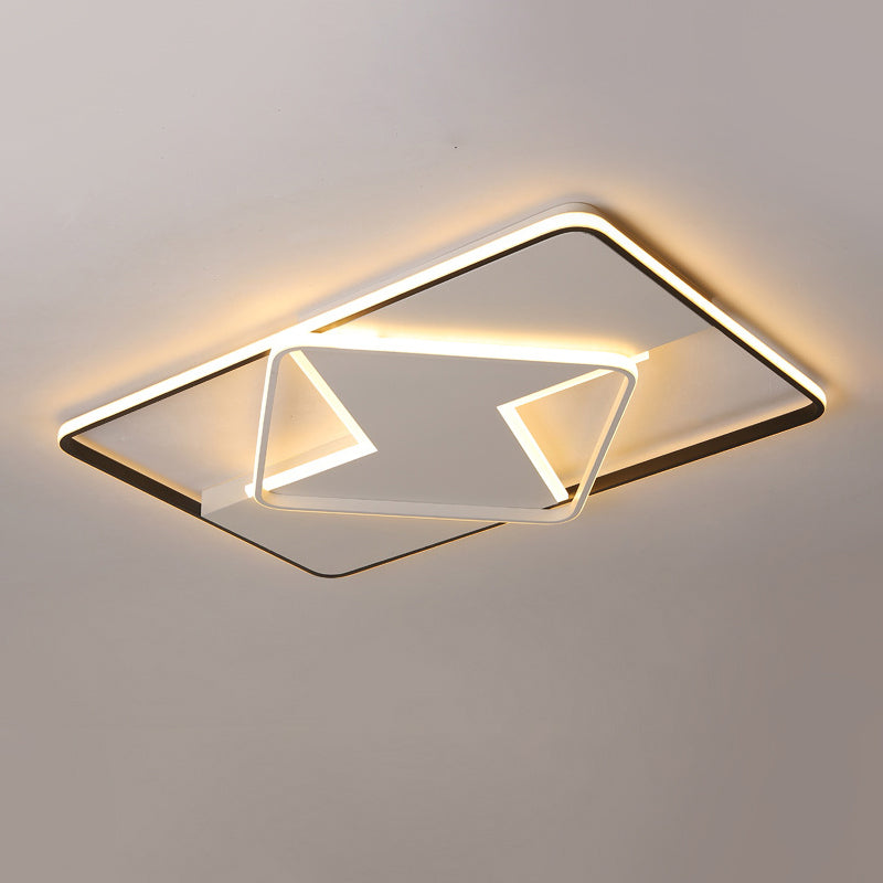 Geometric Flush Mount Light Fixture Simple Acrilico Nero e White LED Soffitto Illuminazione, Caldo / White Light