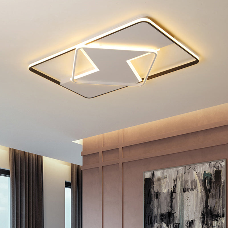 Geometric Flush Mount Light Fixture Simple Acrylic Black and White LED Ceiling Lighting , Warm/White Light