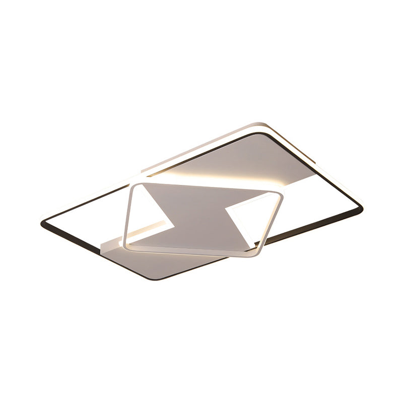 Geometric Flush Mount Light Fixture Simple Acrylique Black and White LED Ceiling Lighting, Warm / White Light