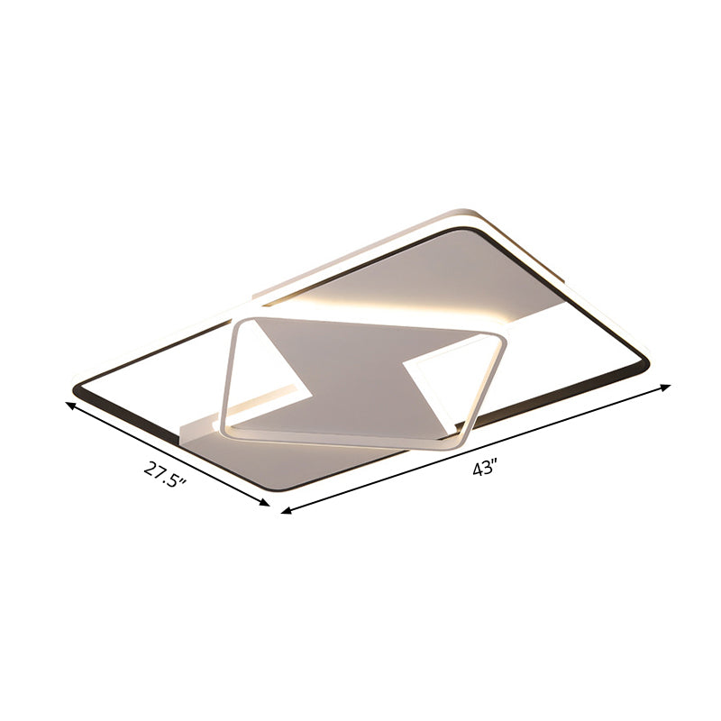 Geometric Flush Mount Light Fixture Simple Acrilico Nero e White LED Soffitto Illuminazione, Caldo / White Light