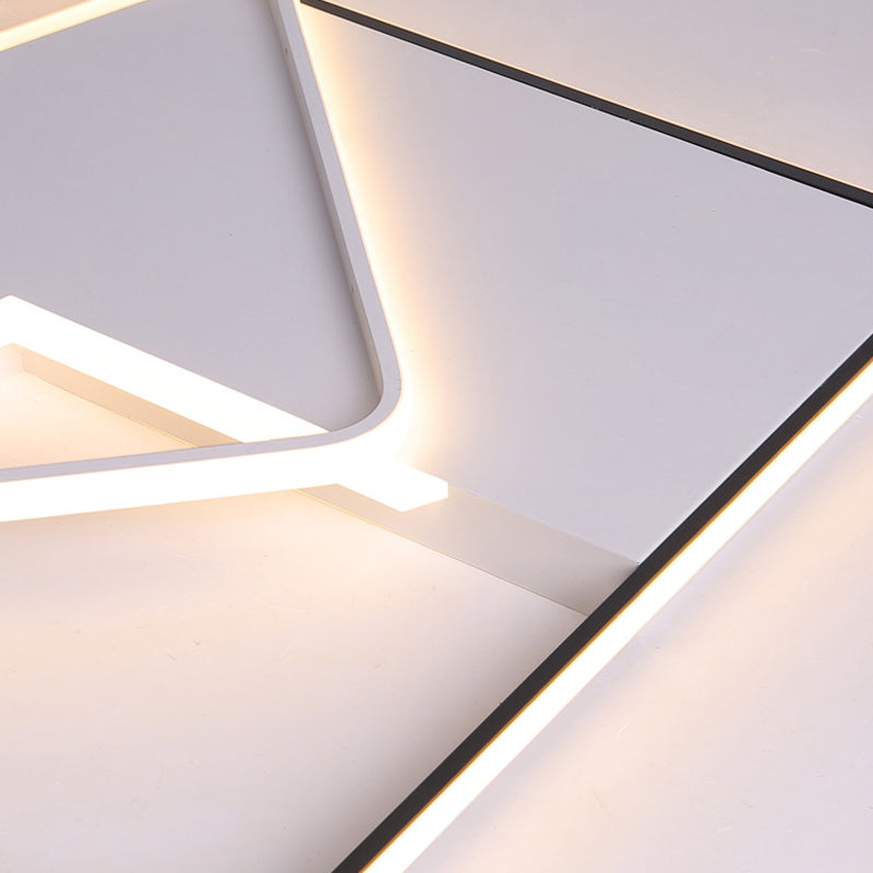 Geometric Flush Mount Light Fixture Simple Acrilico Nero e White LED Soffitto Illuminazione, Caldo / White Light