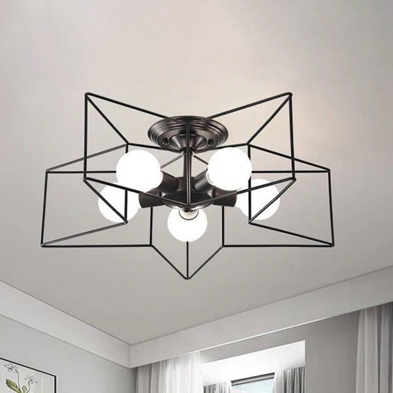 Industrial Inspired Star Ceiling Mounted Light Metal Semi Flush Ceiling Light Fixtures for Dining