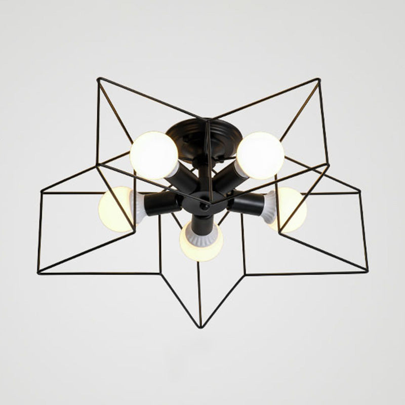 Industrial Inspired Star Ceiling Mounted Light Metal Semi Flush Ceiling Light Fixtures for Dining