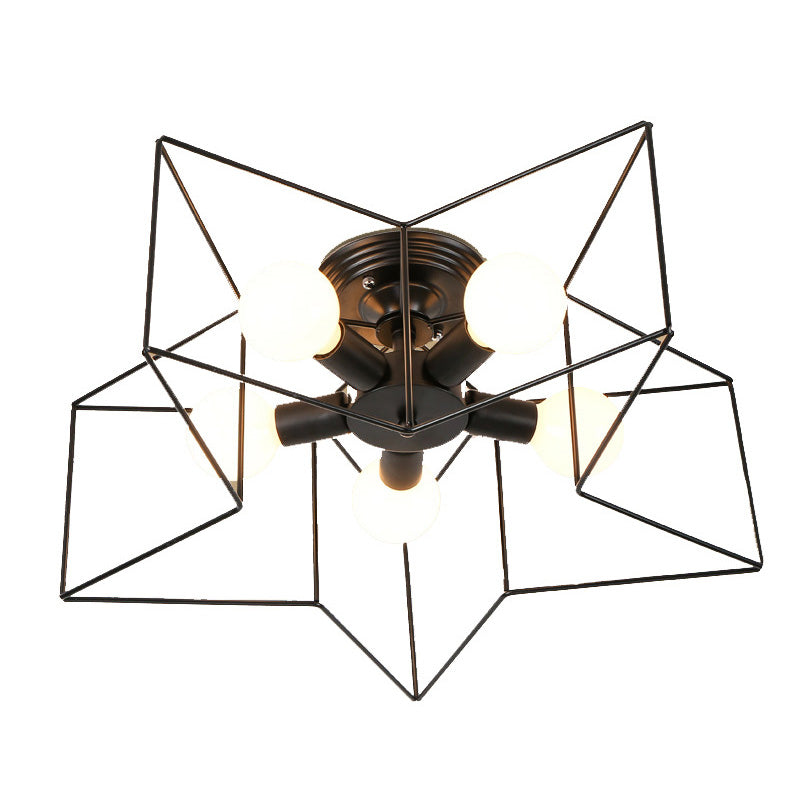 Industrial Inspired Star Ceiling Mounted Light Metal Semi Flush Ceiling Light Fixtures for Dining