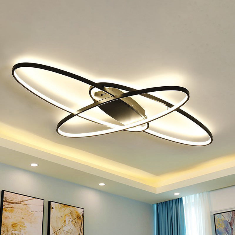 Oval Ring Semi Flush Mount Light Fixture Modern Simplicity Aluminum Ceiling Light Fixtures for Bedroom