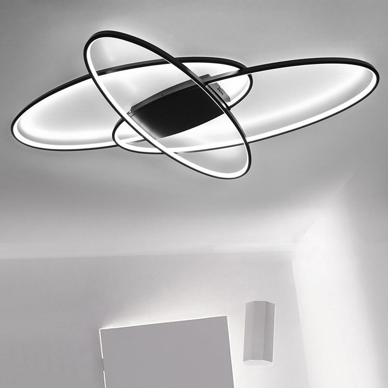 Oval Ring Semi Flush Mount Light Fixture Modern Simplicity Aluminum Ceiling Light Fixtures for Bedroom