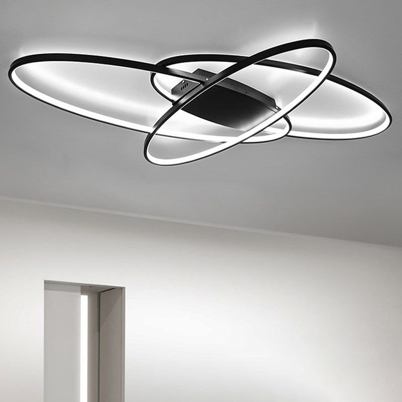 Ovale ring semi -spoelmontage lamp armatuur moderne eenvoud aluminium plafond verlichtingsarmaturen voor slaapkamer