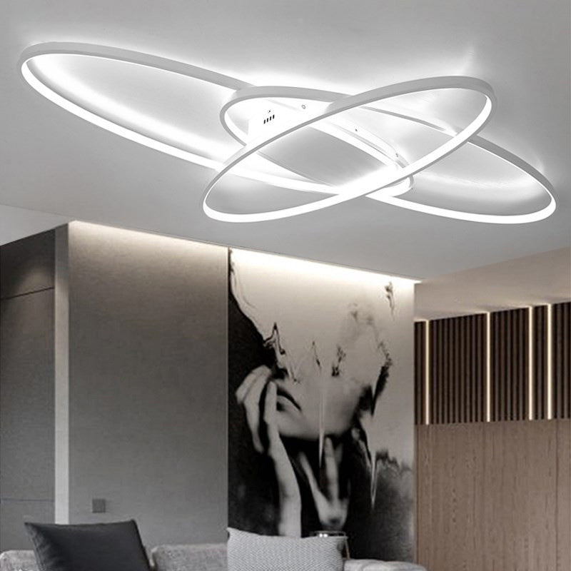 Oval Ring Semi Flush Mount Light Fixture Modern Simplicity Aluminum Ceiling Light Fixtures for Bedroom