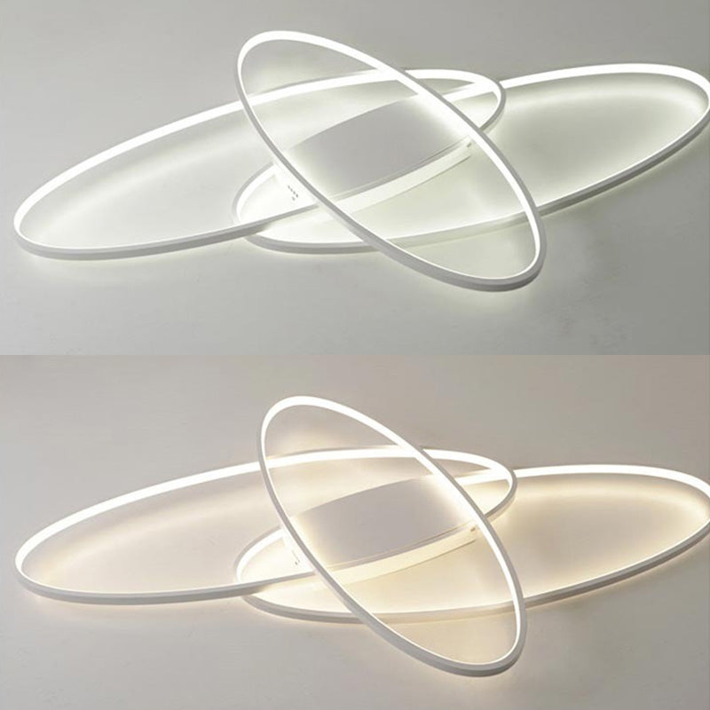 Oval Ring Semi Flush Mount Light Fixture Modern Simplicity Aluminum Ceiling Light Fixtures for Bedroom