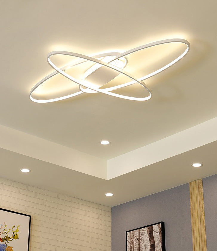 Ovale ring semi -spoelmontage lamp armatuur moderne eenvoud aluminium plafond verlichtingsarmaturen voor slaapkamer