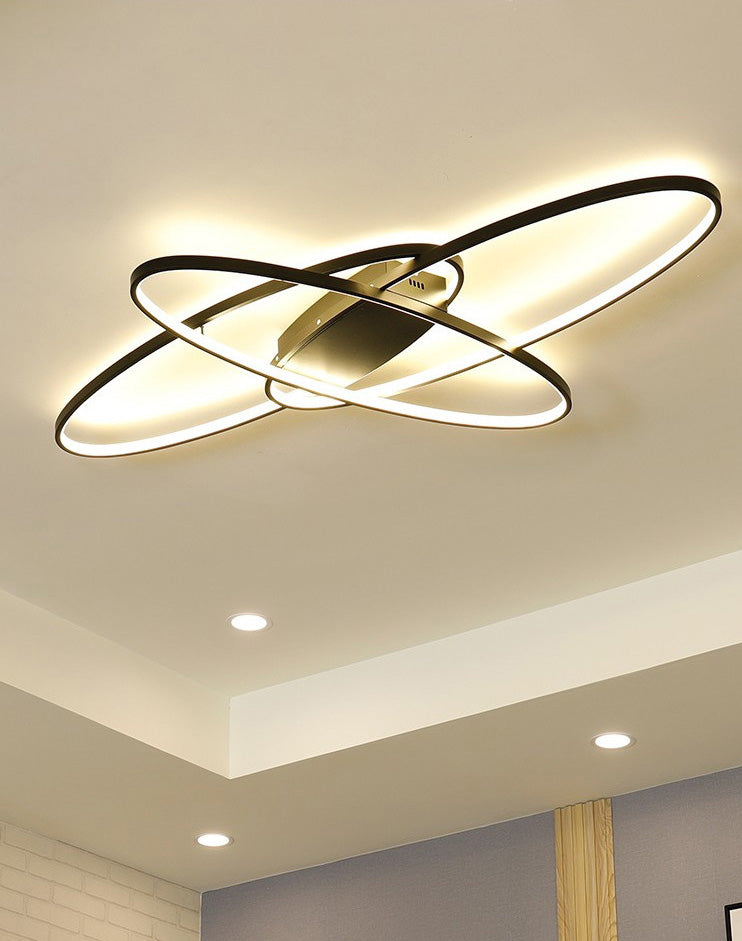 Oval Ring Semi Flush Mount Light Fixture Modern Simplicity Aluminum Ceiling Light Fixtures for Bedroom