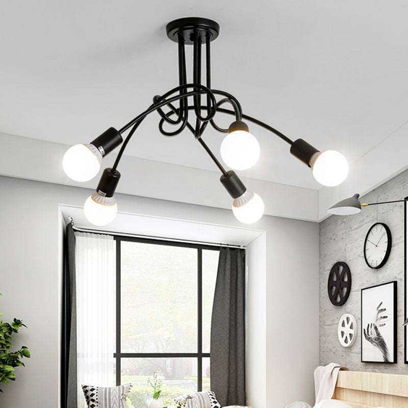 Sputnik Design Metal Semi Flush Plafond Light Industrial Bedroom Semi Flush Mount Lightture