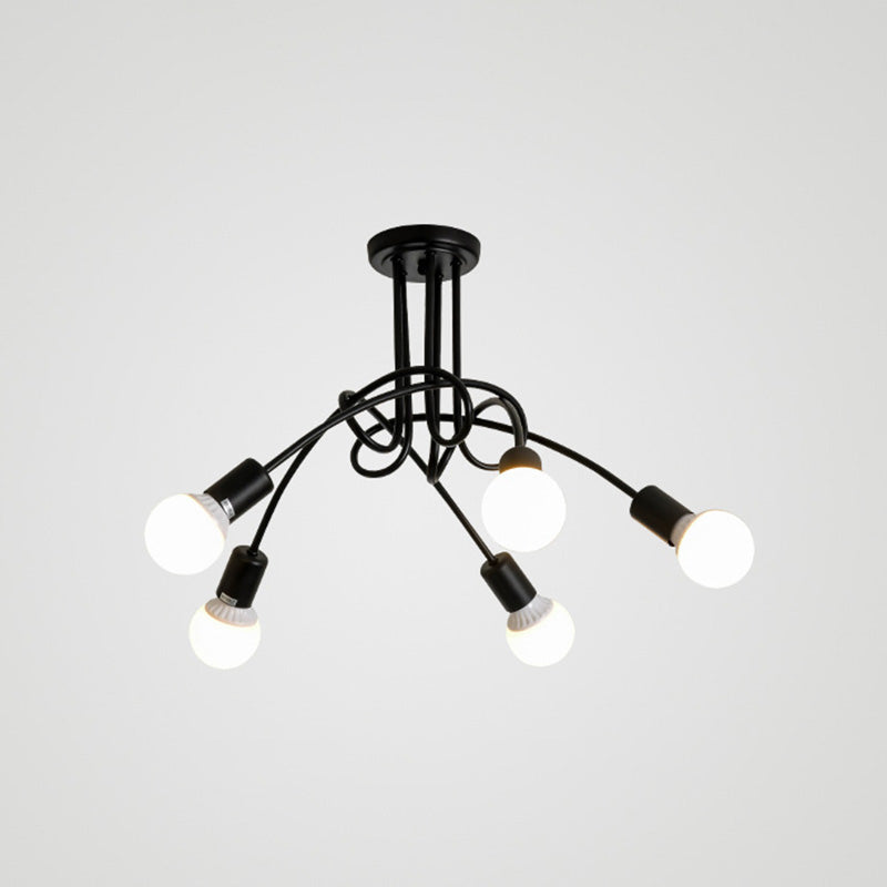 Sputnik Design Metal Semi Flush Deckenleuchte Industrieschlafzimmer Halbflush Mount Leuchte