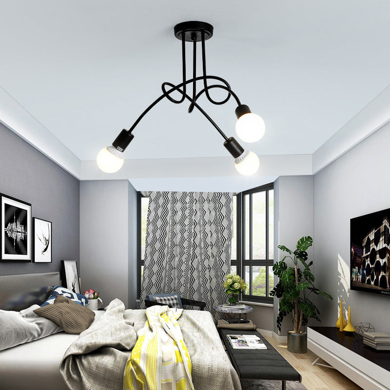 Sputnik Design Metal Semi Flush Plafond Light Industrial Bedroom Semi Flush Mount Lightture