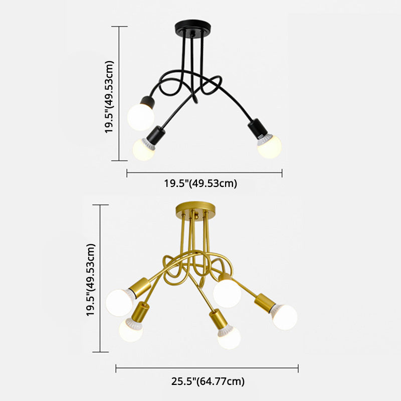 Sputnik Design Semi Flush Techo Luz de techo industrial Luz de montaje semi descarte de montaje