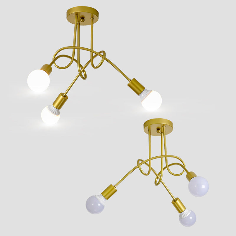 Sputnik ontwerp metaal semi spoeling plafondlicht industriële slaapkamer semi spoeling mount lamp armatuur