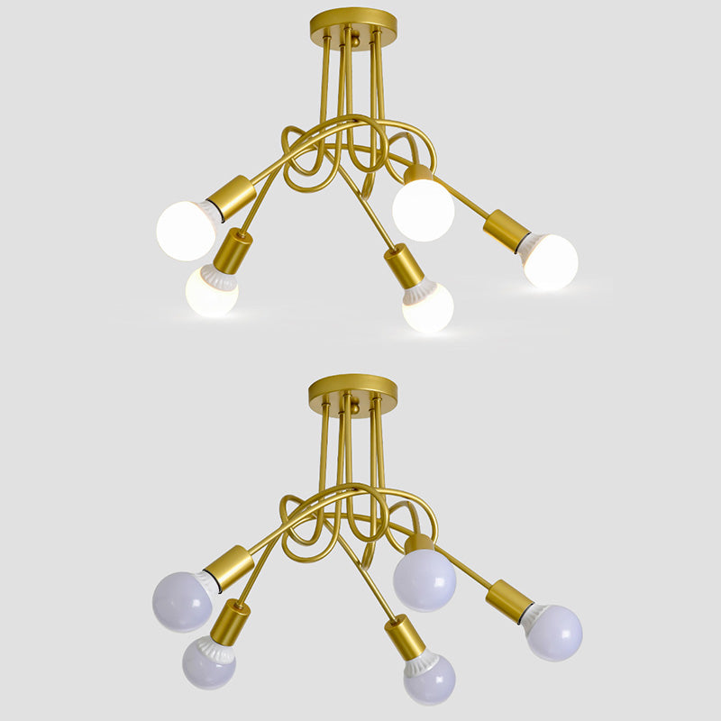 Sputnik ontwerp metaal semi spoeling plafondlicht industriële slaapkamer semi spoeling mount lamp armatuur